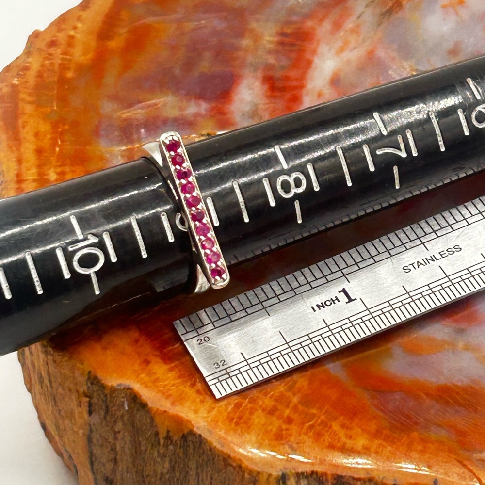 Minimalist Sterling Silver Ruby Ring - Size 9 - image 6